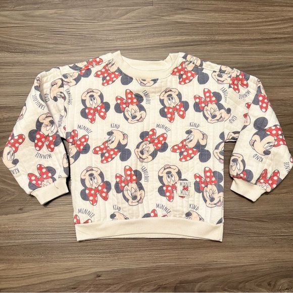 Disney Girls Cream and Red Minnie Mouse Quilted Sweater size 5 - Picture 4 of 5